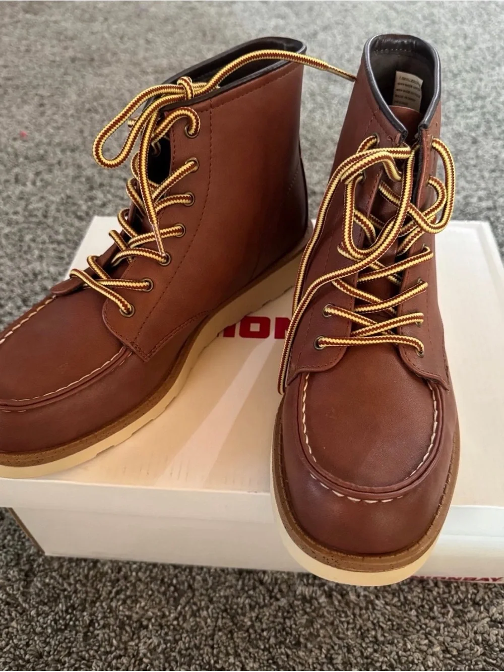 NEW UNIONBAY Allie Whiskey Brown Ankle Boots Size 7.5 Moc Toe Western